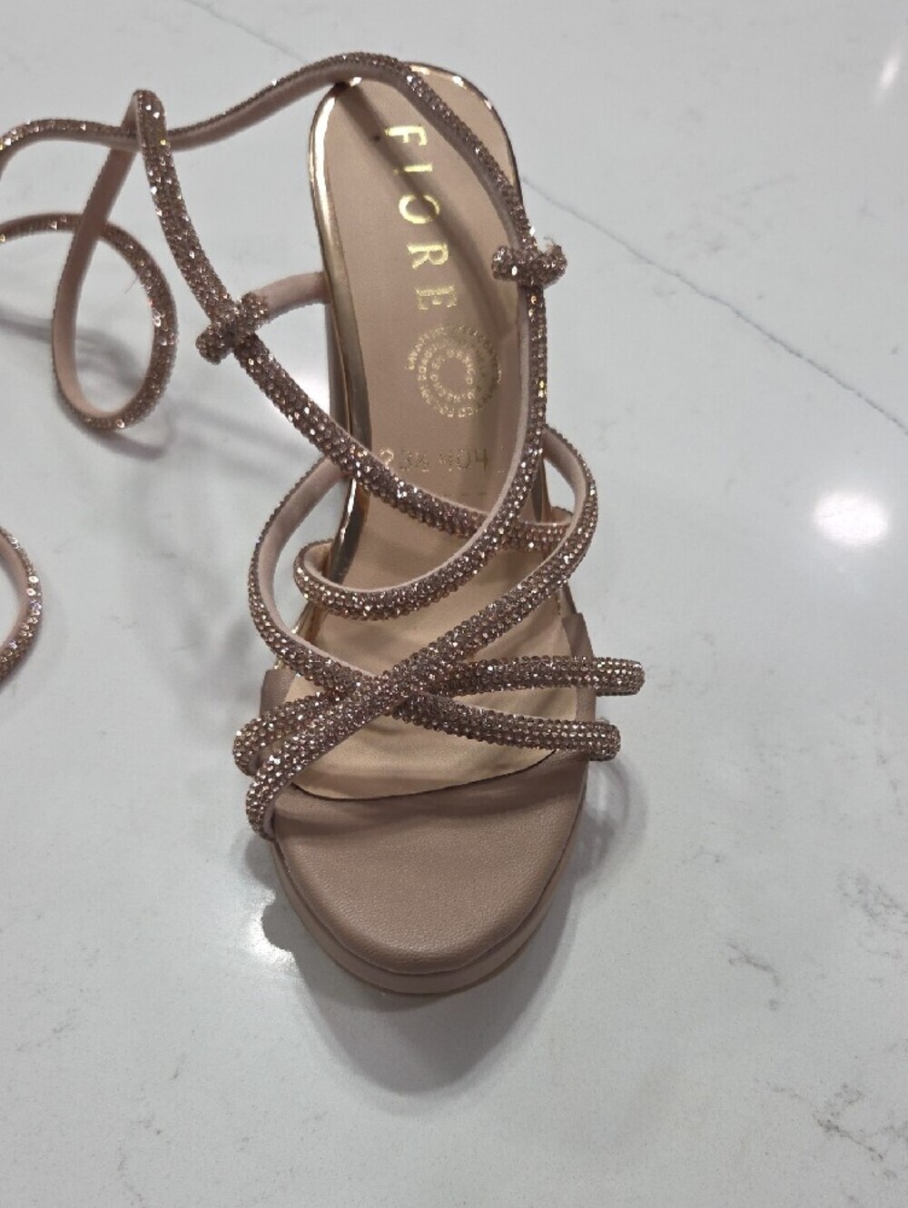 Tie Up Heel Sandals Tan And And Ringstones Multi Sizes Available New !! - Picture 2 of 7